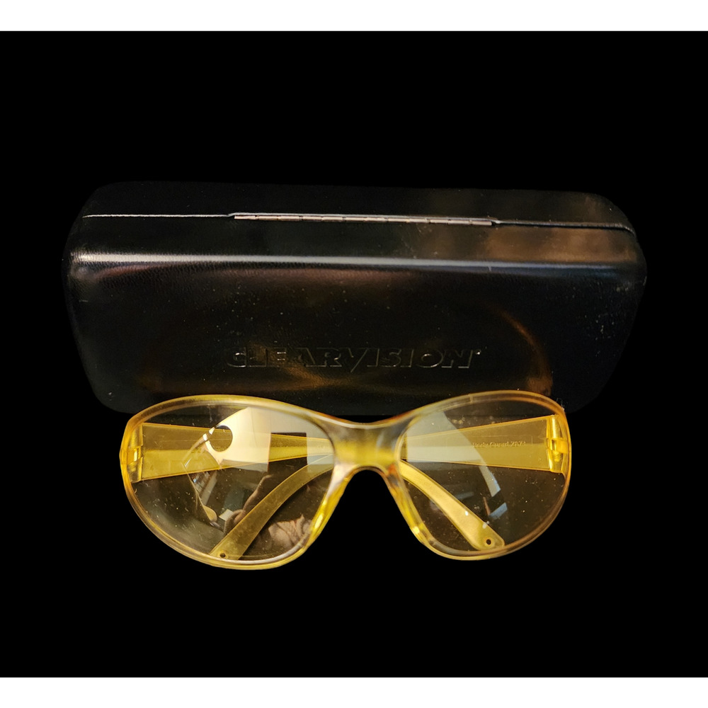 Clearvision yellow lenses safety glasses with case.